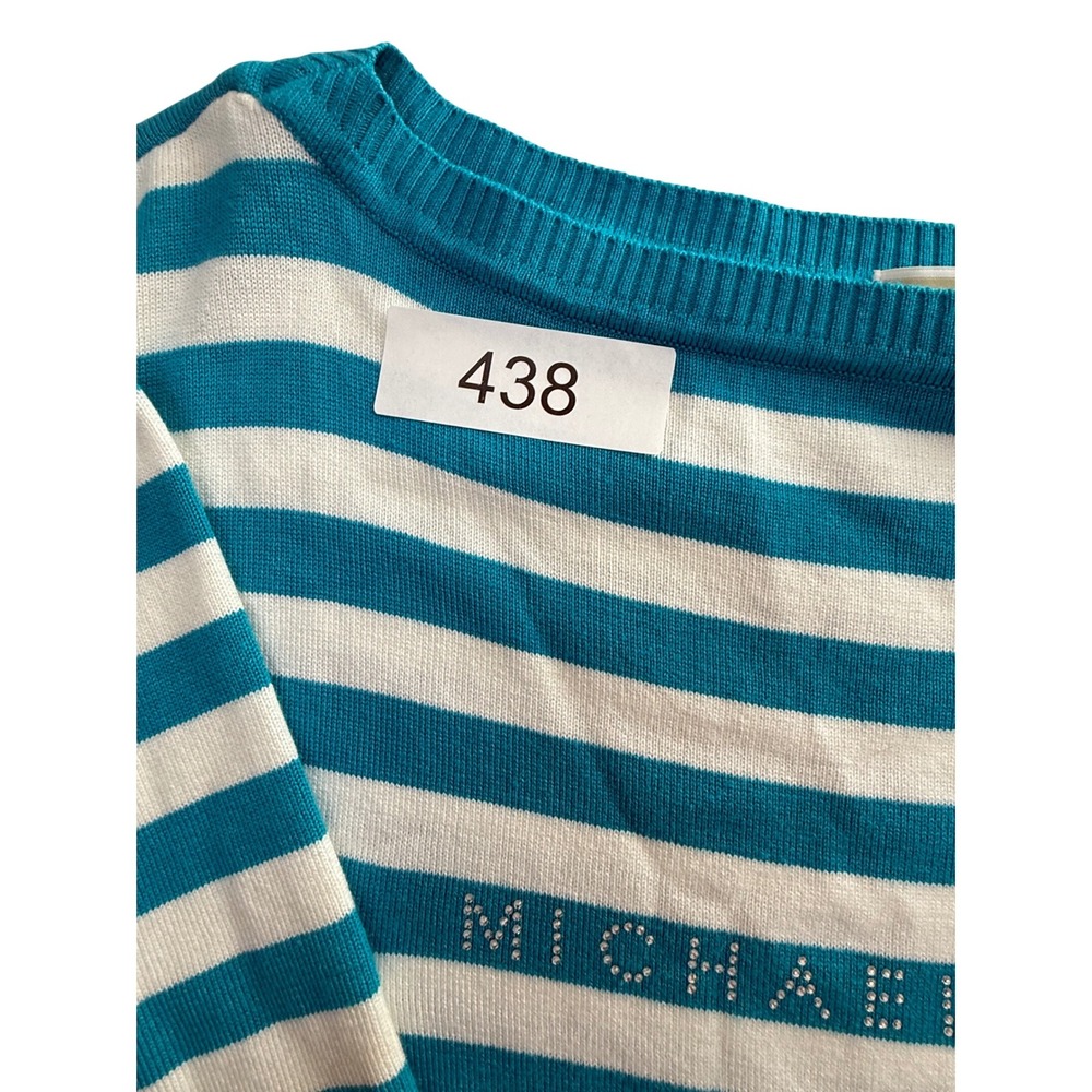 Michael Kors Striped Boat Neck 3/4 Sleeve Sweater Blouse Top Womens P/S - Picture 10 of 10